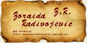 Zoraida Radivojević vizit kartica